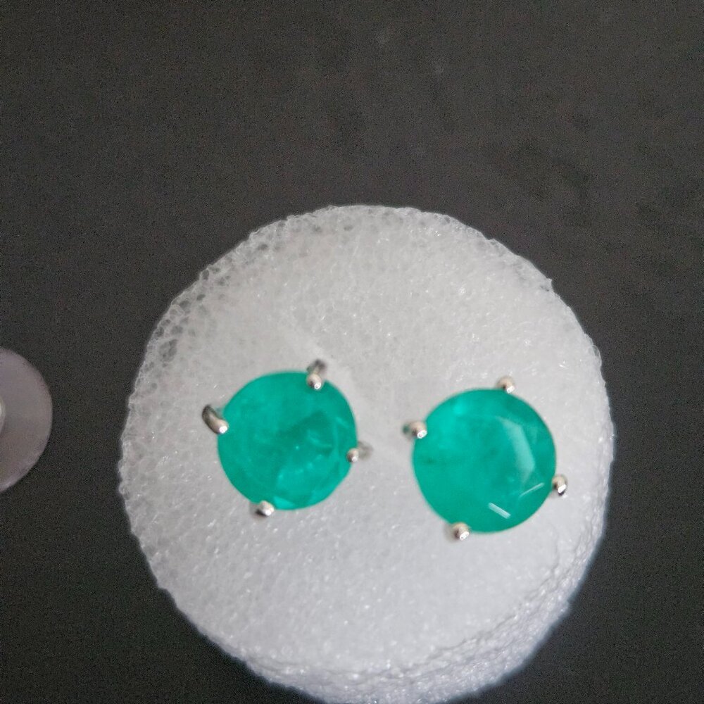 emeraldine quartz stud earring in platinum over sterling silver 4.65ctw